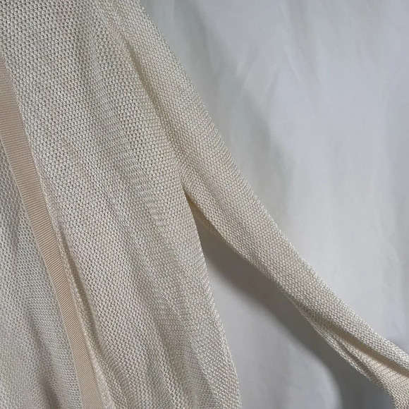 Ann Taylor Cardigan Women's Medium Off White Open Knit Open Front Long Sleeve - Picture 6 of 10